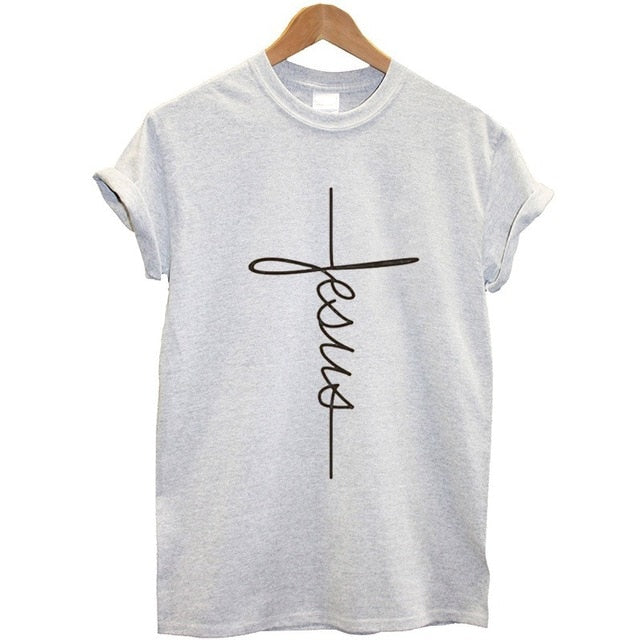 Camiseta feminina com estampa de Jesus